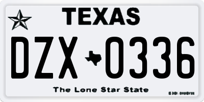 TX license plate DZX0336