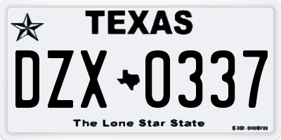 TX license plate DZX0337