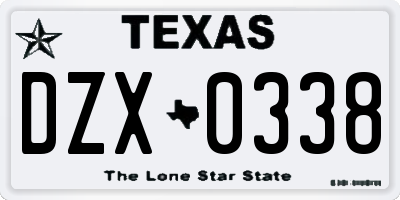 TX license plate DZX0338