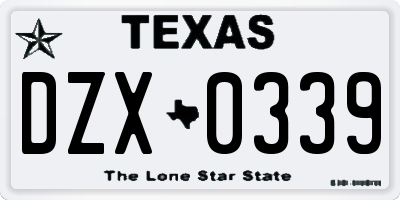 TX license plate DZX0339