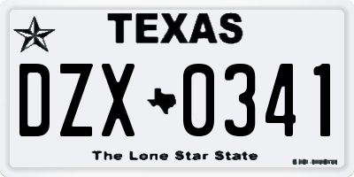 TX license plate DZX0341