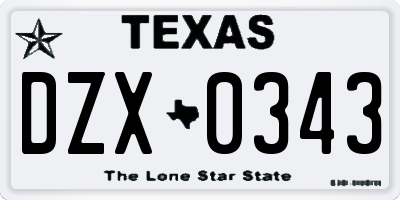 TX license plate DZX0343