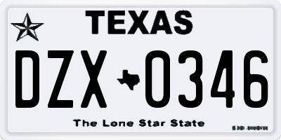 TX license plate DZX0346