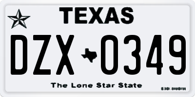 TX license plate DZX0349
