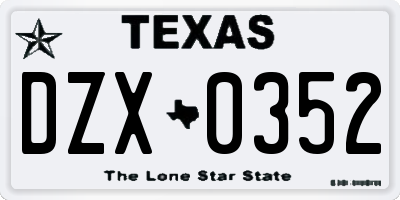 TX license plate DZX0352
