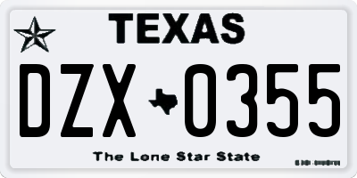 TX license plate DZX0355