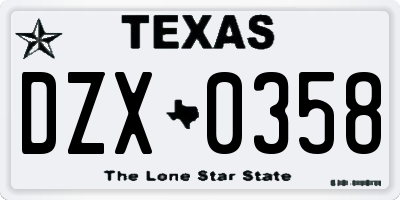 TX license plate DZX0358