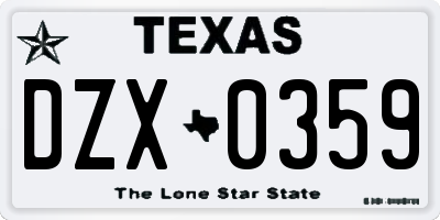 TX license plate DZX0359