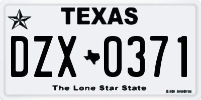 TX license plate DZX0371