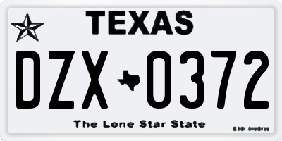 TX license plate DZX0372