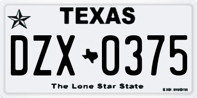 TX license plate DZX0375