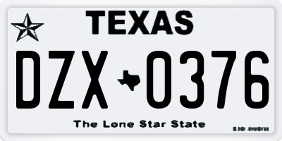 TX license plate DZX0376