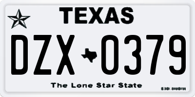 TX license plate DZX0379