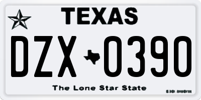 TX license plate DZX0390