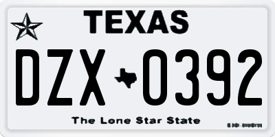 TX license plate DZX0392