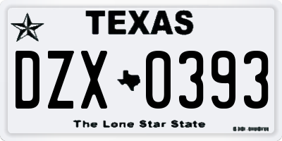 TX license plate DZX0393
