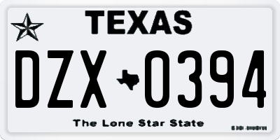 TX license plate DZX0394