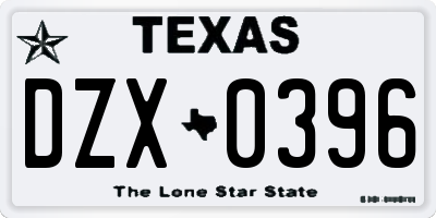 TX license plate DZX0396