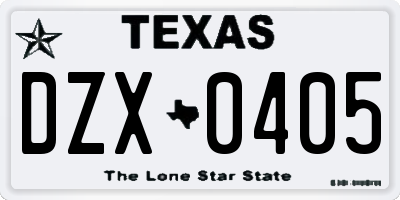 TX license plate DZX0405