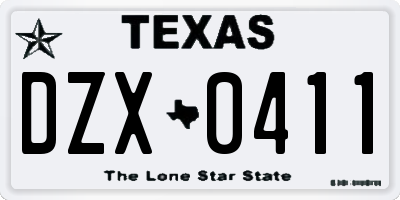 TX license plate DZX0411