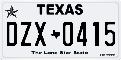 TX license plate DZX0415