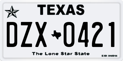 TX license plate DZX0421