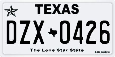 TX license plate DZX0426