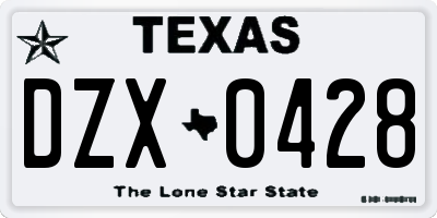TX license plate DZX0428