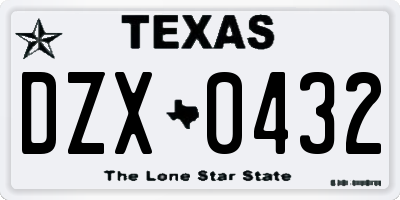 TX license plate DZX0432