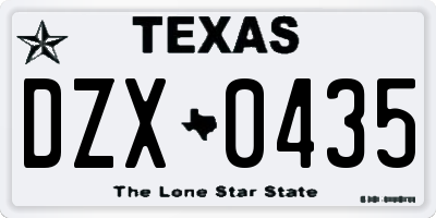 TX license plate DZX0435