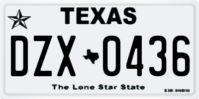TX license plate DZX0436