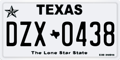 TX license plate DZX0438