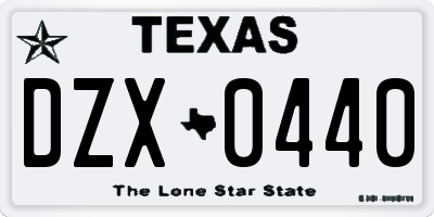 TX license plate DZX0440