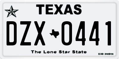 TX license plate DZX0441
