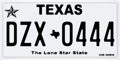 TX license plate DZX0444