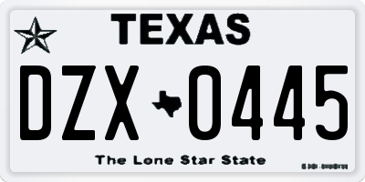 TX license plate DZX0445