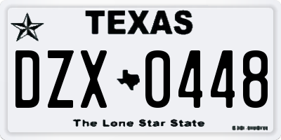 TX license plate DZX0448