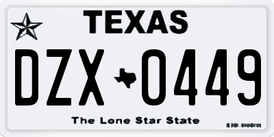 TX license plate DZX0449