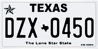 TX license plate DZX0450