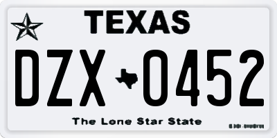 TX license plate DZX0452