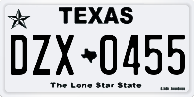 TX license plate DZX0455
