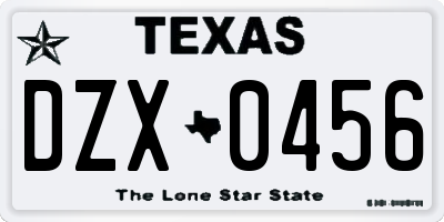 TX license plate DZX0456