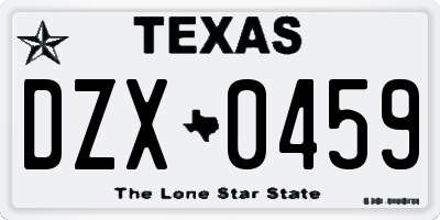TX license plate DZX0459