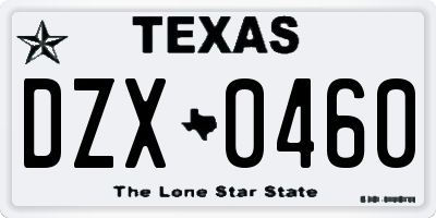 TX license plate DZX0460