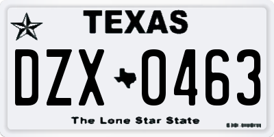 TX license plate DZX0463