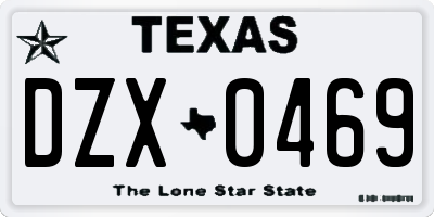 TX license plate DZX0469