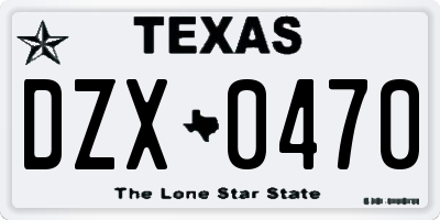 TX license plate DZX0470