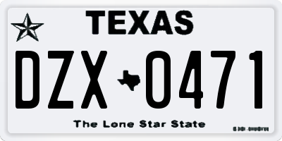 TX license plate DZX0471