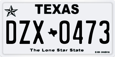 TX license plate DZX0473