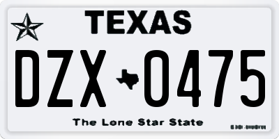 TX license plate DZX0475